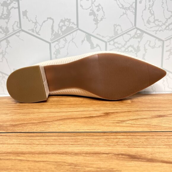 JustFab Cream Textured Pointed Toe PUMPS - Picture 6 of 7